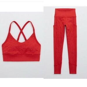 OFFLINE By Aerie | The Hugger Matching Ribbed Workout Set | L/XL - Red